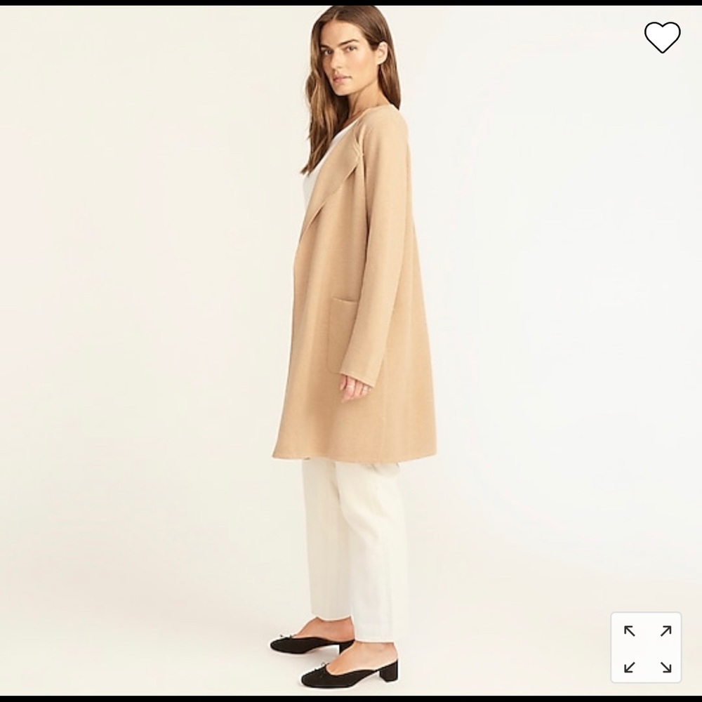 J Crew Juliette collarless sweater coat sz XL camel